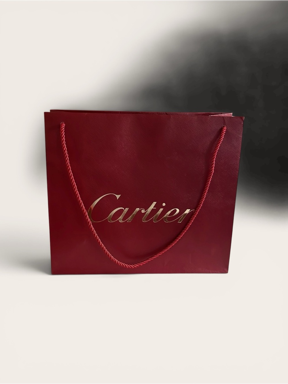 Auth Cartier Large Red Luxury Shopping Bag Gold Logo Boutique Gift Packaging